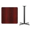 EMMA + OLIVER 36" Square Mahogany Laminate Bar Table Top-30"x30" Base view 2