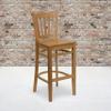 EMMA + OLIVER Vertical Slat Back Natural Wood Barstool view 1