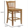 EMMA + OLIVER Vertical Slat Back Natural Wood Barstool view 2