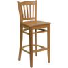 EMMA + OLIVER Vertical Slat Back Natural Wood Barstool view 3