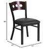 EMMA + OLIVER Black 3 Circle Back Metal Dining Chair/Walnut Back, Black Seat view 2