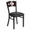 EMMA + OLIVER Black 3 Circle Back Metal Dining Chair/Walnut Back, Black Seat view 3