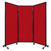 Versare QuickWall Folding Portable Partition | Wheels or Stationery Option | Durable Privacy Room Divider Screen | Made in USA | Black Frame | 8'4" x 6'8" Red Fabric Panels view 1