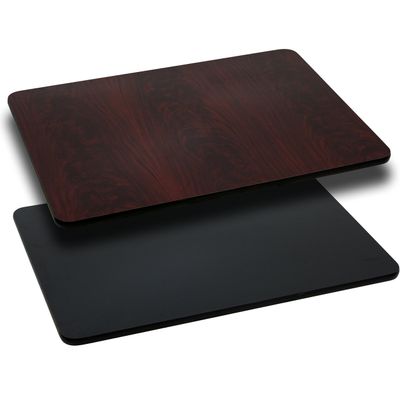 EMMA + OLIVER 30"x60" Rectangular Black/Mahogany Reversible Laminate Table Top