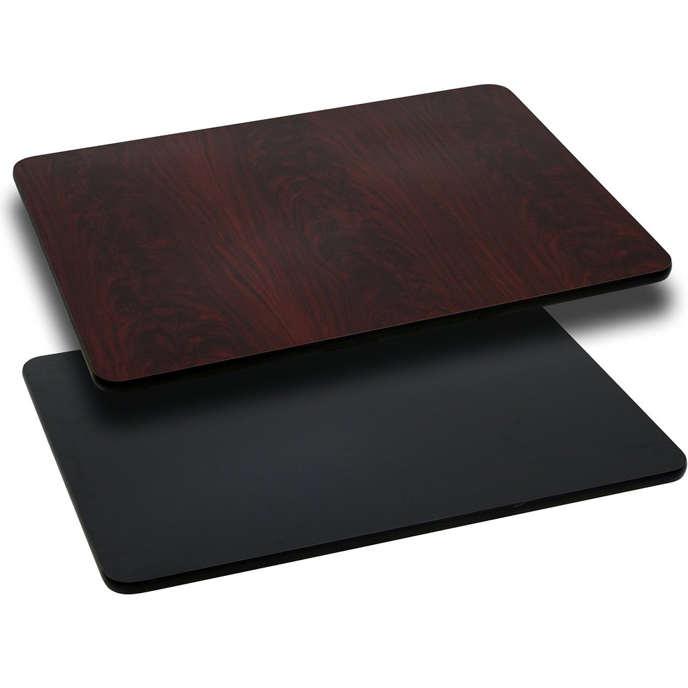 EMMA + OLIVER 30"x60" Rectangular Black/Mahogany Reversible Laminate Table Top