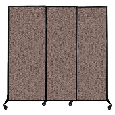 Versare QuickWall Sliding Portable Partition | Wheels or Stationery Option | Durable Privacy Room Divider Screen| Made in USA | Black Frame | 7' x 6'8" Latte Fabric Panels