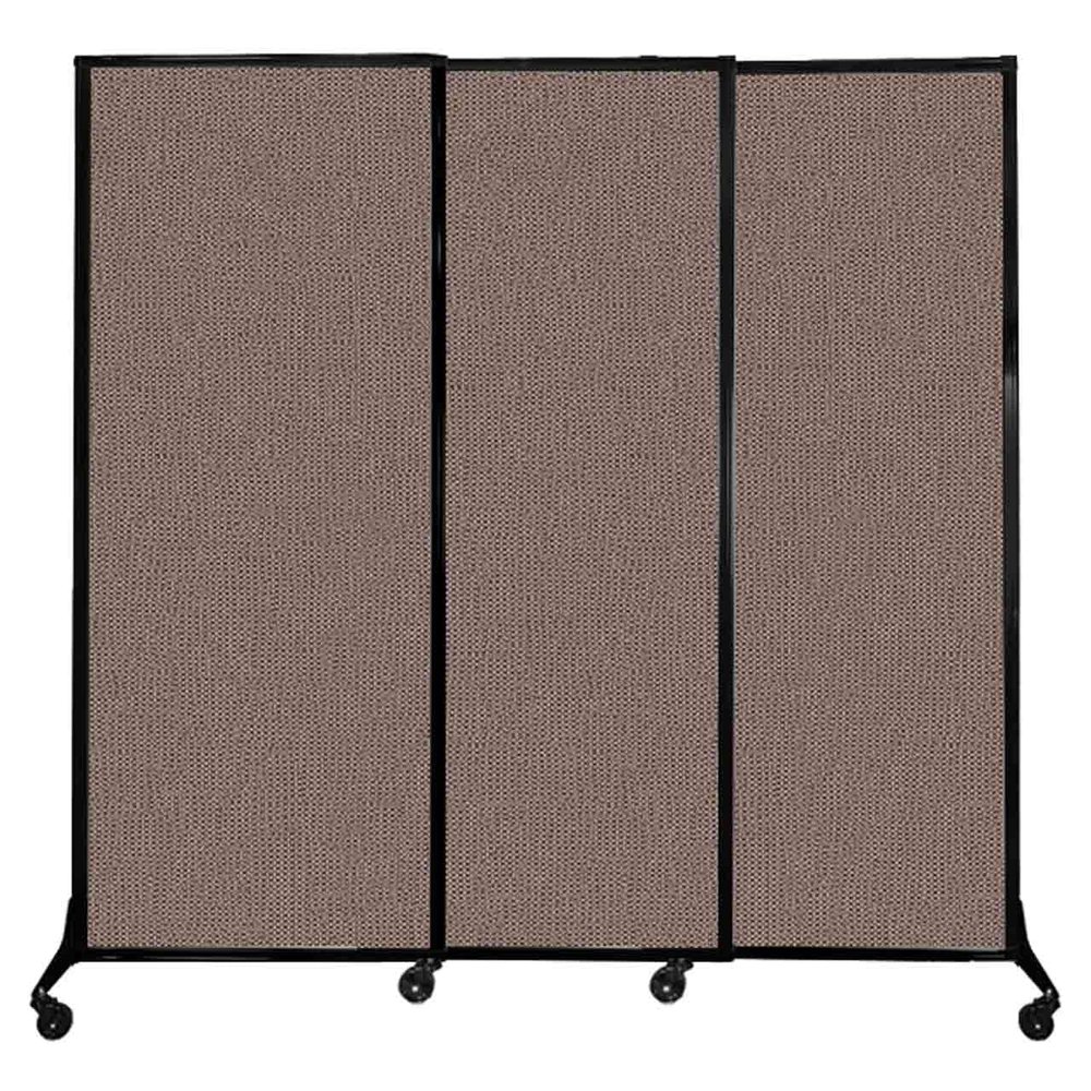 Versare QuickWall Sliding Portable Partition | Wheels or Stationery Option | Durable Privacy Room Divider Screen| Made in USA | Black Frame | 7' x 6'8" Latte Fabric Panels