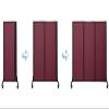 Versare QuickWall Sliding Portable Partition | Wheels or Stationery Option | Durable Privacy Room Divider Screen| Made in USA | Black Frame | 7' x 6'8" Latte Fabric Panels view 2