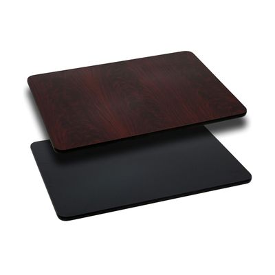 EMMA + OLIVER 30"x42" Rectangular Black/Mahogany Reversible Laminate Table Top