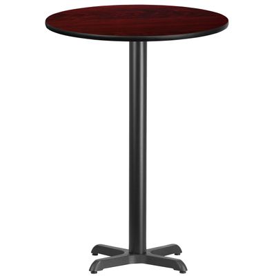 EMMA + OLIVER 30" RD Mahogany Laminate Bar Table Top-22"x22" Base