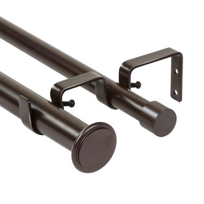 Urbanest Bouton Manhattan 1" 3/4" Double Drapery Curtain Window Rod Set - 84" to 120", Bronze