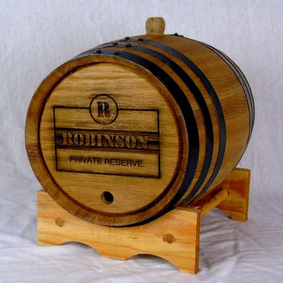 Personalized White American Oak Aging Barrel (5 Liter) - Engraved Whiskey Barrels For Aging Your Own Liquor | Customize With Our Design Template GS7