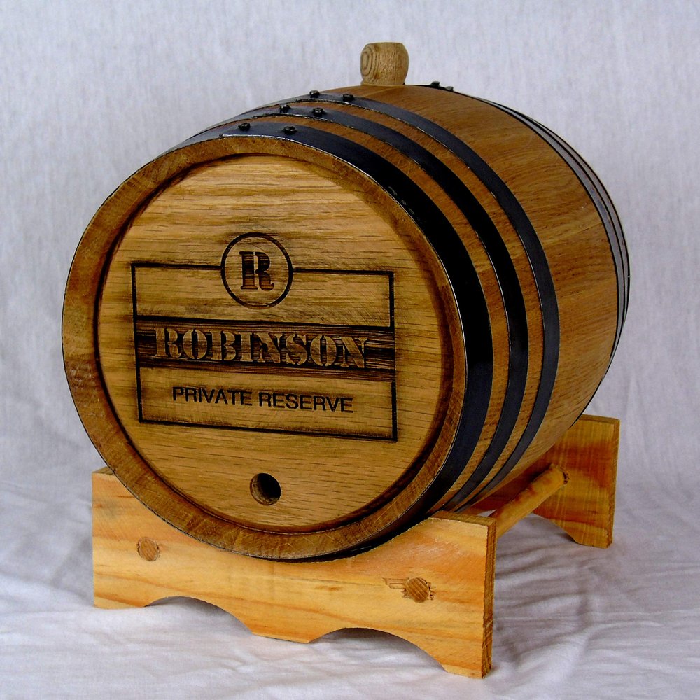 Personalized White American Oak Aging Barrel (5 Liter) - Engraved Whiskey Barrels For Aging Your Own Liquor | Customize With Our Design Template GS7