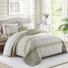 Home Soft Things Serenta Emma 5 Piece Printed Microfiber Quilts Set, Soft Lightweight Reversible Quilt Coverlet Bedspread Bedding Set for All Season, Taupe Green, King 102" x 90" view 1
