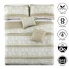 Home Soft Things Serenta Emma 5 Piece Printed Microfiber Quilts Set, Soft Lightweight Reversible Quilt Coverlet Bedspread Bedding Set for All Season, Taupe Green, King 102" x 90" view 3
