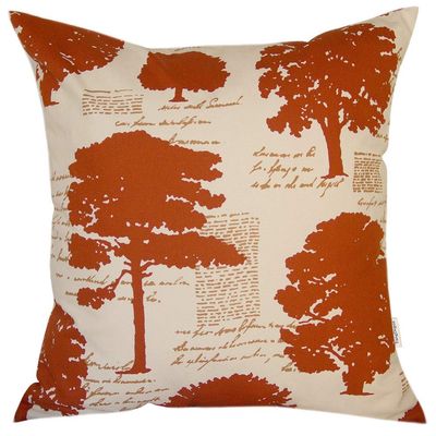 TangDepot Cotton Floral Cushion Cover 14"x14" Red Pine