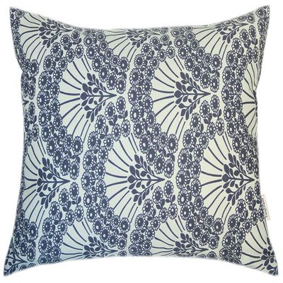 TangDepot Cotton Floral Cushion Cover 12"x18" Hand Fan-Blue Floral