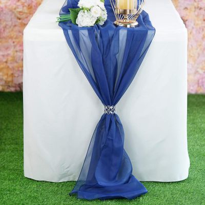 AK TRADING CO. 27" x 120" Wide IFR Chiffon Elegant Table Runner/Overlay Ideally Perfect for Center Table, Wedding Decor, Bridal Shower & Other Special Occasion. (20, Navy Blue)
