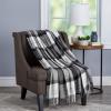 Acrylic Throw ? Oversized Vintage Look Woven Acrylic Faux Cashmere-Feel Plaid Throw ? Breathable and Machine Washable by BH (Phantom Plaid) view 1