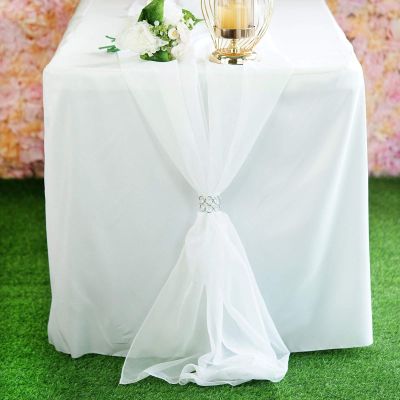 AK TRADING CO. 27" x 120" Wide IFR Chiffon Elegant Table Runner/Overlay Ideally Perfect for Center Table, Wedding Decor, Bridal Shower & Other Special Occasion. (1, Ivory)