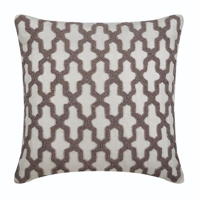 The HomeCentric Throw Pillow Case, Trellis Throw Pillow Cover Accent Couch Sofa Bed Pillow Case 14x14 inch (35x35 cm) Ivory Silk Pillow Cover Bead Embroidered, Ivory Pillow - Trellis Cafe Runway
