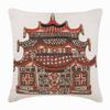 The HomeCentric Decorative Throw Pillow Cover Accent Couch Sofa Bed Pillow Case 14x14 inch (35x35 cm) Ivory Linen Pillow Cover Bead Embroidered, Ivory Pillow Cover, Contemporary, Oriental - Swadika view 1