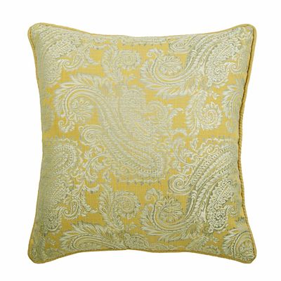 The HomeCentric Throw Pillow Covers, Yellow Cushion Cover Home Decor 16x16 inch (40x40 cm) Jacquard Decorative Pillow Covers, Paisley, Contemporary Pillow Covers with Zipper - Paisley Yellow Scents