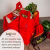 BagPodz Sturdy Reusable Grocery Bags Foldable and Washable - Made From RipStop Nylon Hold 50lbs - Designed in USA Reusable Shopping Bags Inside a Compact Pod with Carry Clip - 5 Pack in Red view 4