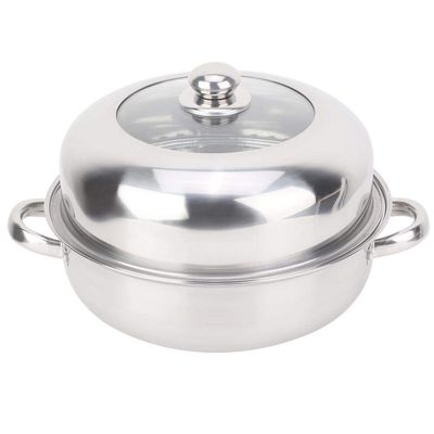 28CM Stainless Steel Steamer Basket Stockpot Pot Steel Single Layer Stockpot Hotpot Food Steamer Pot Kitchen Cookware Household Cooking