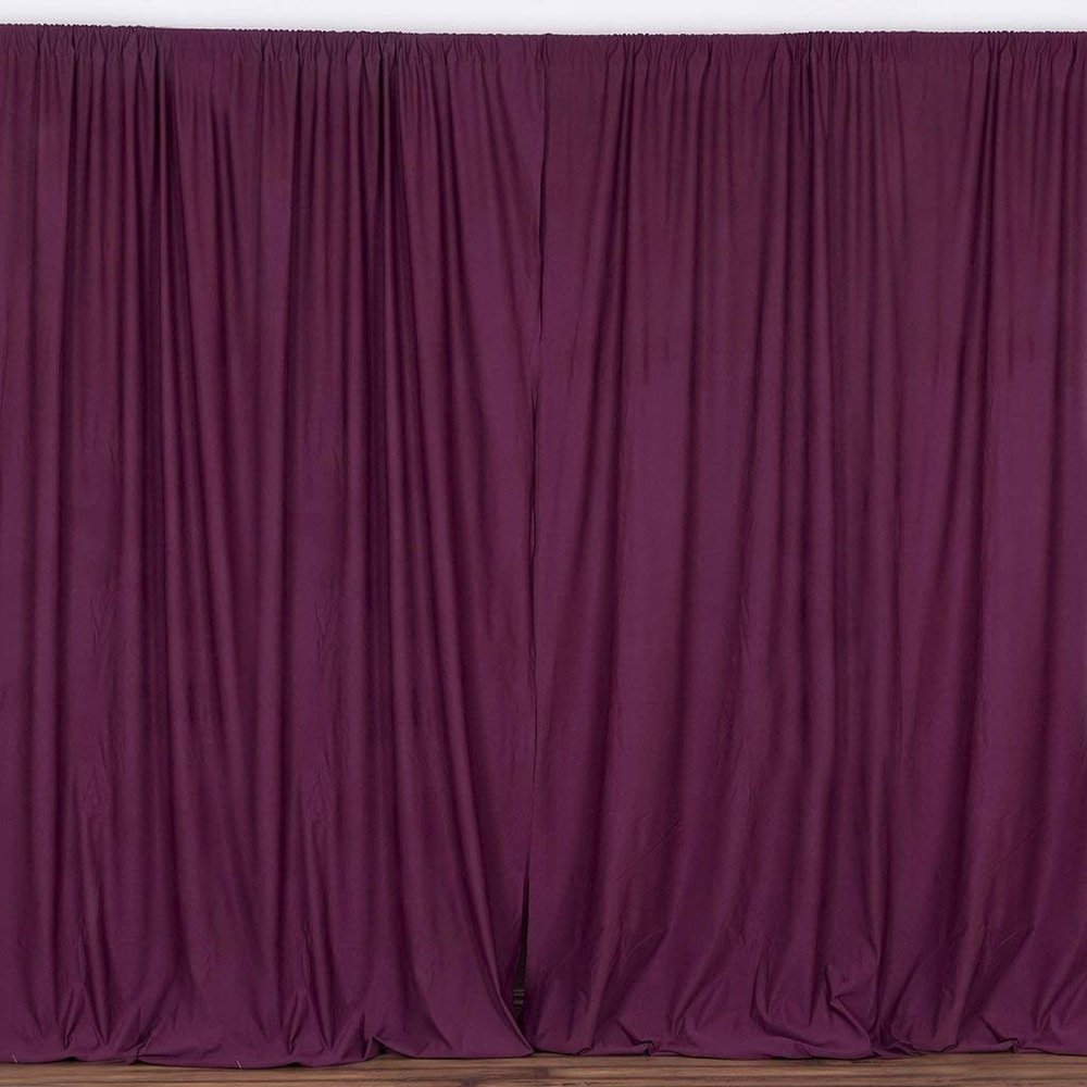 New Creations Fabric & Foam Inc 10 Feet Wide by 9 Feet High Polyester Backdrop Drape Curtain Panel - (Eggplant, 10 Ft Wide by 9 Ft High)