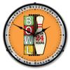 Bowling Open 24 Hours LED Wall Clock, Retro/Vintage, Lighted, 14 inch view 1