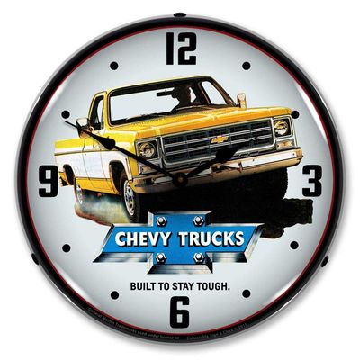 1979 Chevy Trucks Built to Stay Tough LED Wall Clock, Retro/Vintage, Lighted, 14 inch