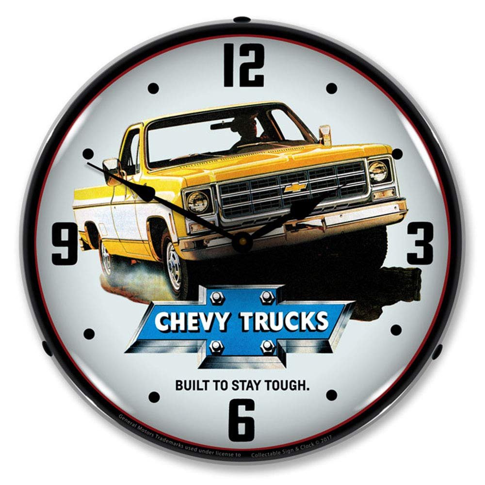1979 Chevy Trucks Built to Stay Tough LED Wall Clock, Retro/Vintage, Lighted, 14 inch