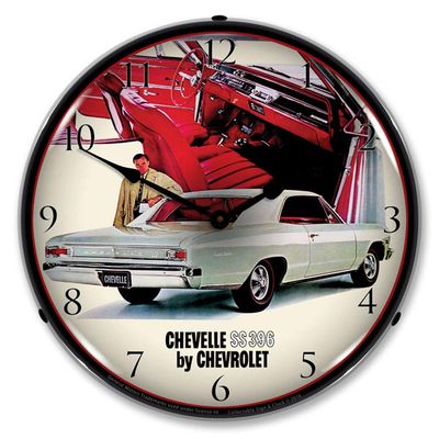 Chevelle SS 396 RI by Chevrolet LED Wall Clock, Retro/Vintage, Lighted, 14 inch