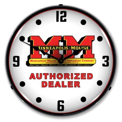 Minneapolis Moline Authorized Dealer LED Wall Clock, Retro/Vintage, Lighted, 14 inch