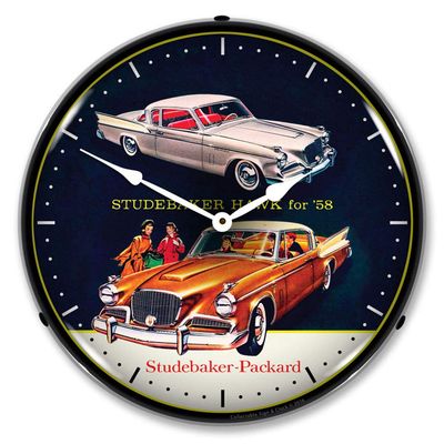 1958 Studebaker Hawk LED Wall Clock, Retro/Vintage, Lighted, 14 inch