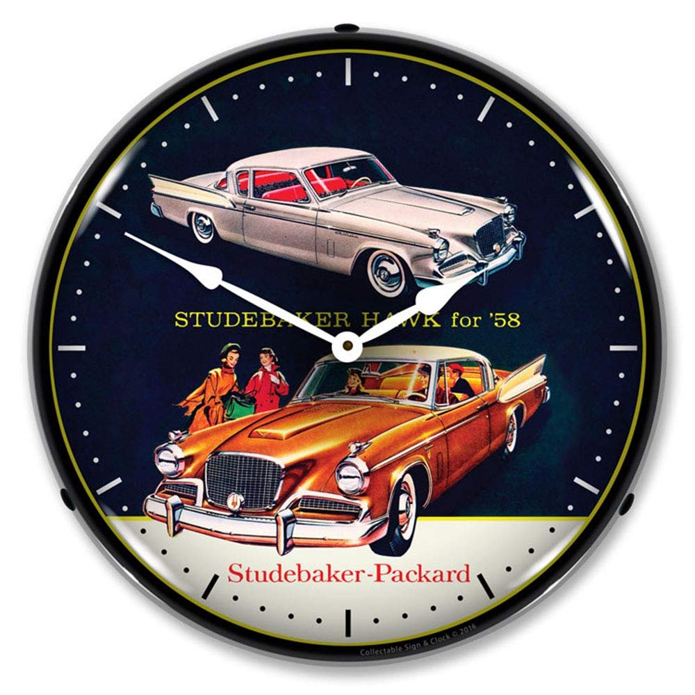 1958 Studebaker Hawk LED Wall Clock, Retro/Vintage, Lighted, 14 inch