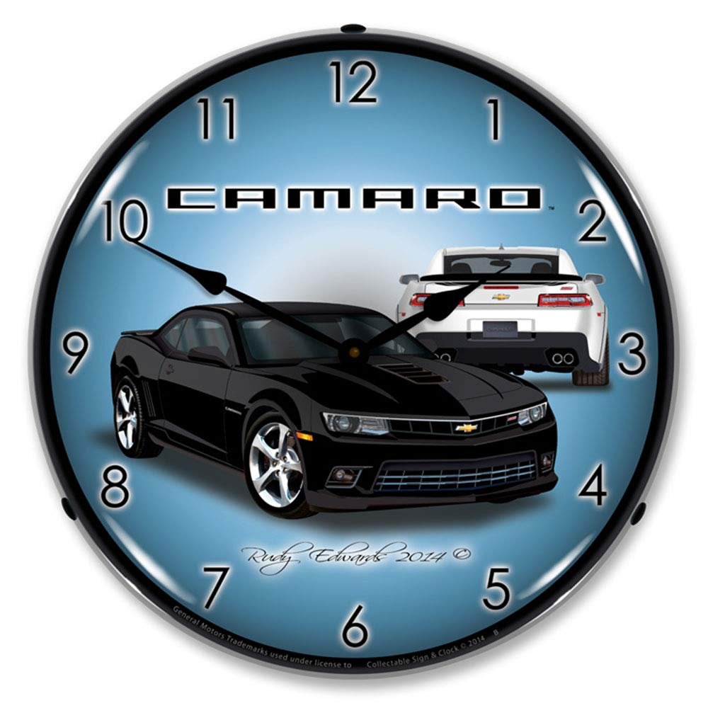2014 Camaro SS Black LED Wall Clock, Retro/Vintage, Lighted, 14 inch