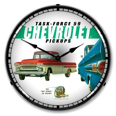 1959 Cheverolet Task Force 59 Pickups LED Wall Clock, Retro/Vintage, Lighted, 14 inch