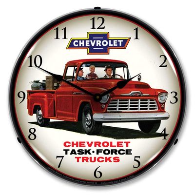 1956 Chevrolet Task Force Trucks LED Wall Clock, Retro/Vintage, Lighted, 14 inch