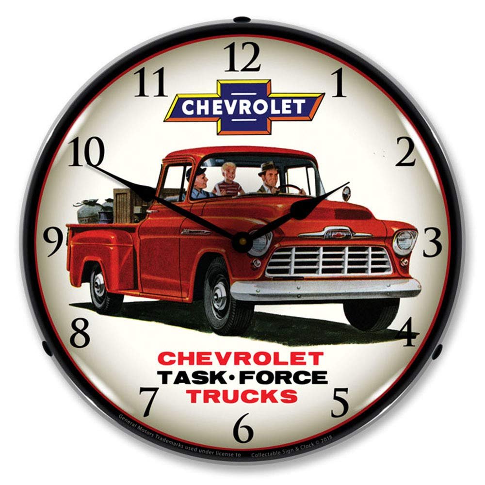 1956 Chevrolet Task Force Trucks LED Wall Clock, Retro/Vintage, Lighted, 14 inch