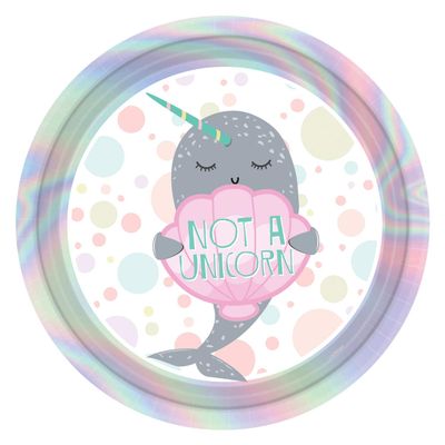 amscan Narwhal Paper Plates 23cm - 8 Pcs, Colour