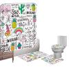 Amagical 4PCS Funny Unicorn Ice Cream Pineapple Cherry White Shower Curtain Set with Bathroom Mat Set Decor, Bath Mat Contour Mat Toilet Cover Shower Curtain view 2