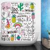Amagical 4PCS Funny Unicorn Ice Cream Pineapple Cherry White Shower Curtain Set with Bathroom Mat Set Decor, Bath Mat Contour Mat Toilet Cover Shower Curtain view 3
