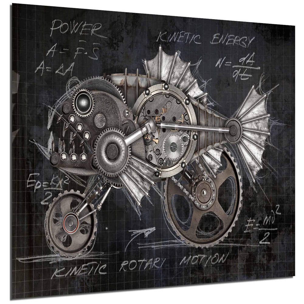 18 x 12 - Steampunk Style Piranha Wall Art Metal Print home decor interior design garage, basement art decor