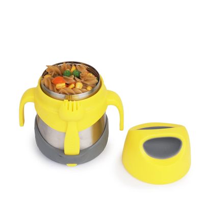 b.Box Insulated Food Jar with Spork for Toddlers | Easy Open Container for Toddlers | Stainless Steel, 5hrs + of Perfect temperatures | Dishwasher Safe, BPA Free (Lemon Sherbet, 11 oz)