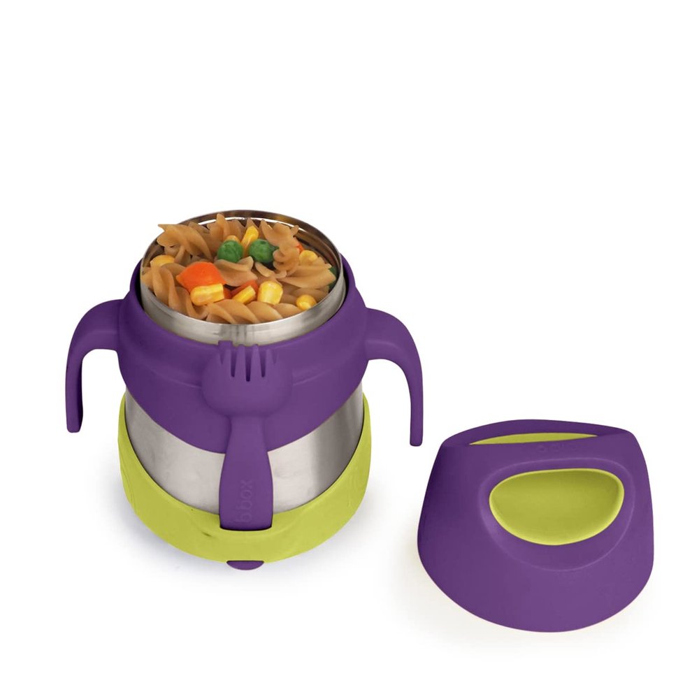 b.Box Insulated Food Jar with Spork for Toddlers | Easy Open Container for Toddlers | Stainless Steel, 5hrs + of Perfect temperatures | Dishwasher Safe, BPA Free (Passion Splash, 11 oz)