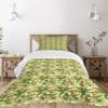 Ambesonne Tropical Bedspread Set, Exotic Plumeria Flowers and Palm Tree Leaves on Cream Background Hawaiian Flora, 3 Piece Decorative Bedding Coverlet and 2 Pillow Shams, Twin Size, Orange Green view 1