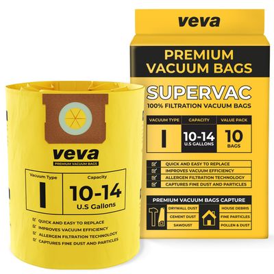10 Pack, 10-14 Gallon Filter Bags for Shop Vac Vacuum - Type I 90672 - High-Efficiency Vacuum Bags