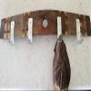 Natural Coat And Hat Rack - Made From Genuine Oak Wine Barrel Bung Hole Stave view 2